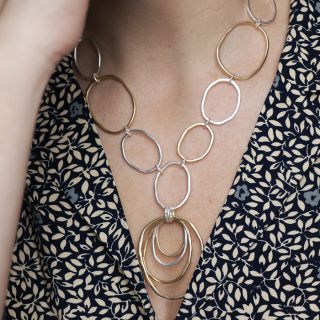 Mixed Metal Irregular Hoops Necklace by Peace of Mind